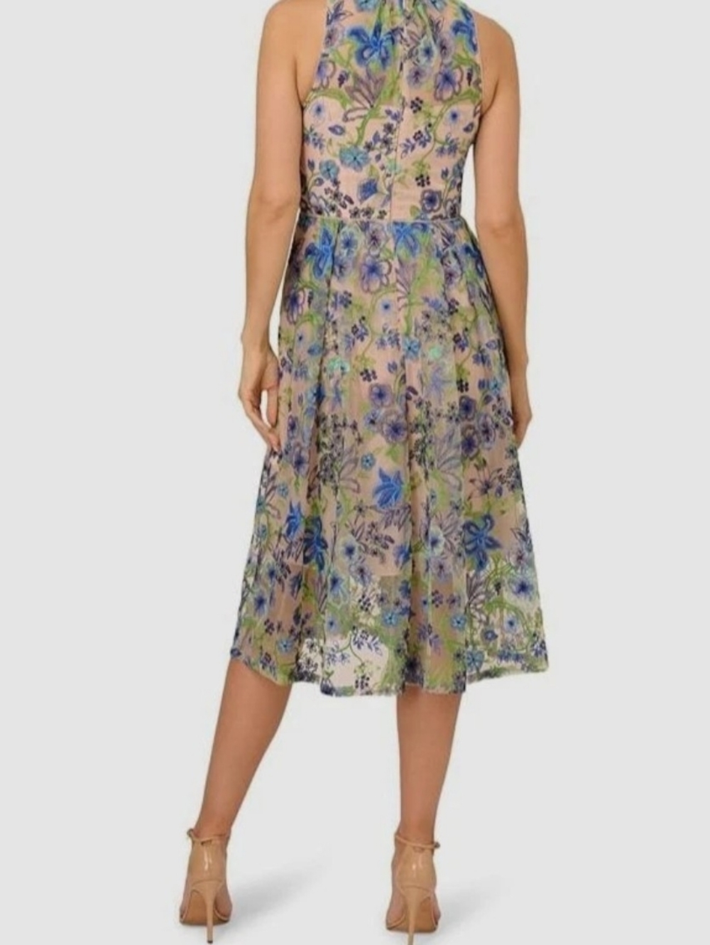 Adrianna Papell Floral Embroidered Spring Midi Dress - Picture 3 of 3